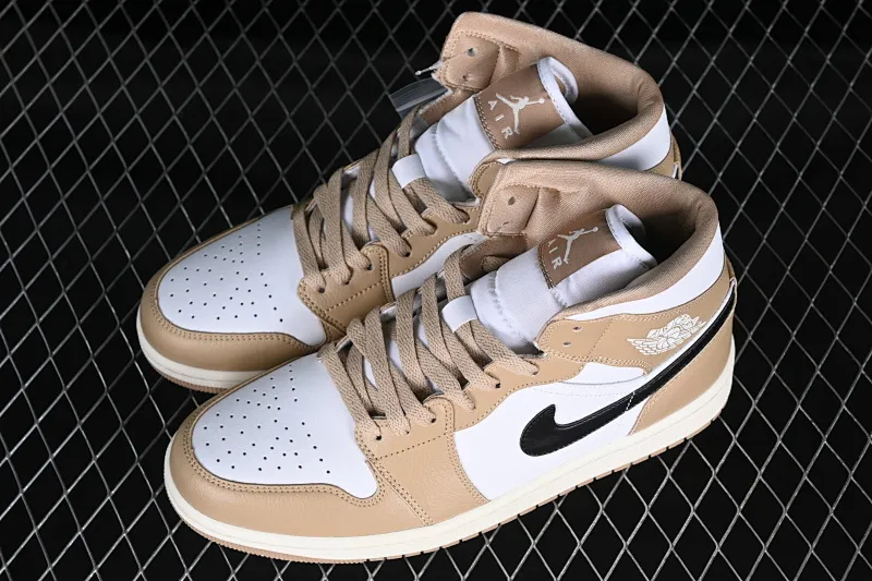 All categories Air Jordan Jordan series basketball shoes Air Jordan 1 Mid Air Jordan 1 Mid AJ1 Joe 1 light tan toe Chinese culture casual sneakers BQ6472-103